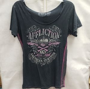 Affliction boat neck black tee